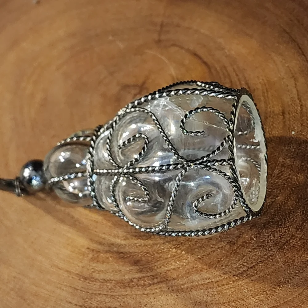 Vintage Black Wooden Handle Silver Tone Scroll Wire Candle Snuffer